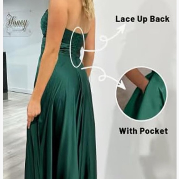 Elegant Strapless Satin Blue Gown size 12 new with tag - Picture 2 of 2